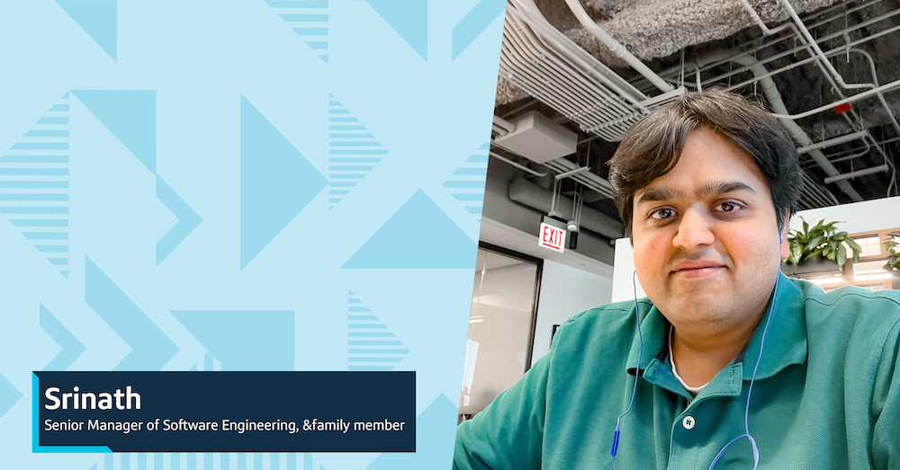 Srinath, Capital One Senior Manager of Software Engineering, &family Member, sits inside a Capital One building